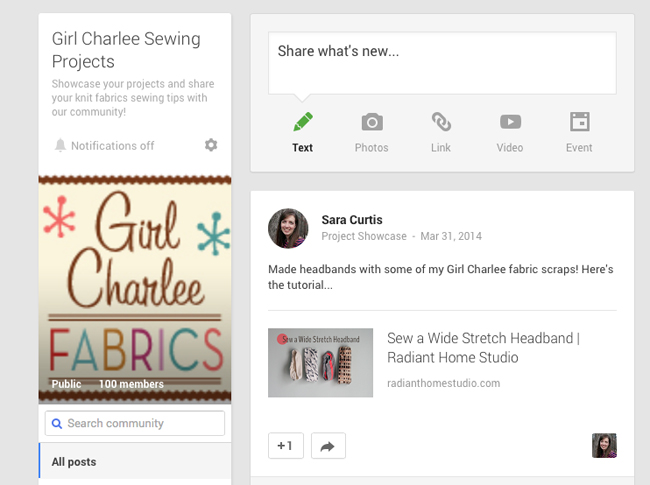 Share Your Sewing Projects with G+ | Radiant Home Studio