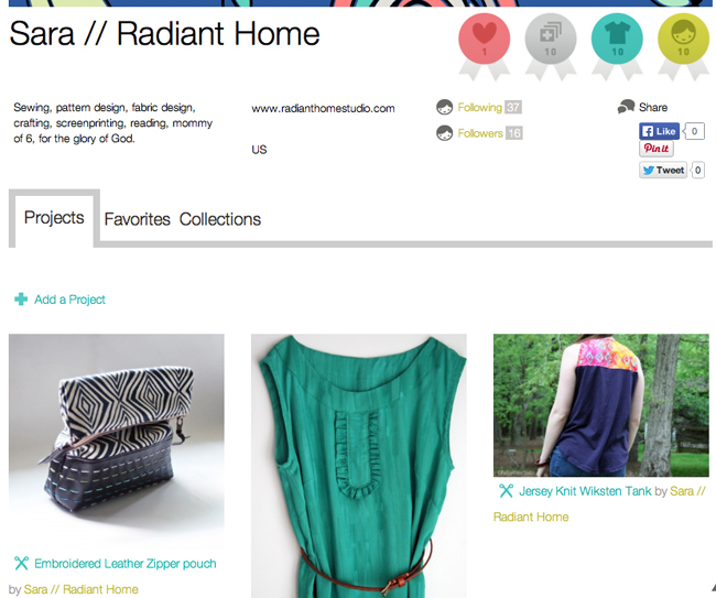 Share Your Sewing Projects at Kollabora | Radiant Home Studio