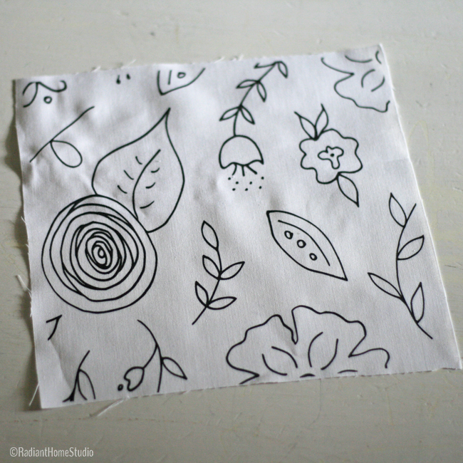 Black and White Floral Fabric for Embroidery | Radiant Home Studio