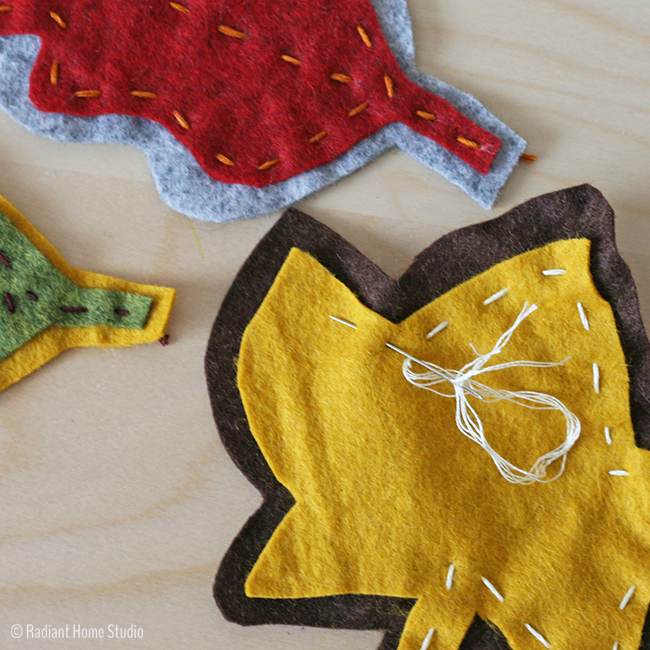 Felt Embroidered Autumn Leaves Tutorial and Free Pattern Template | Radiant Home Studio