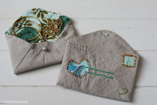 Embroidered Fabric Envelope | Free Pattern Friday | Radiant Home Studio