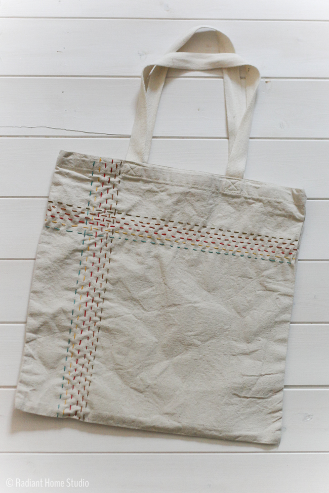 Autumn Running Stitch Tote Bag | Radiant Home Studio