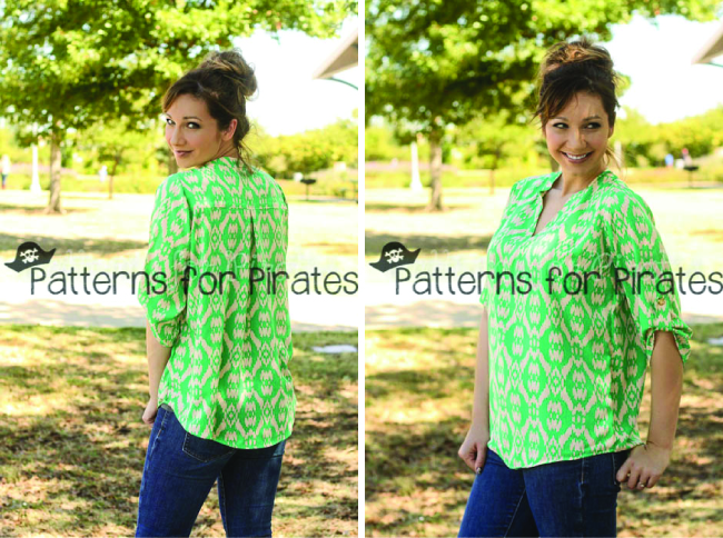 7 Flowing Blouses to Sew | Everday E;legance Blouse by Patterns for Pirates | Radiant Home Studio