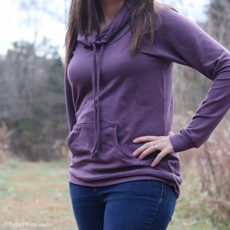 Purple Halifax Hoodie with Funnel Neck | Hey June Sewing Patterns | Radiant Home Studio
