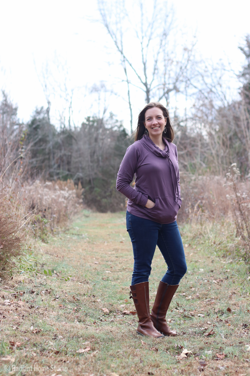 Purple Halifax Hoodie with Funnel Neck | Hey June Sewing Patterns | Radiant Home Studio