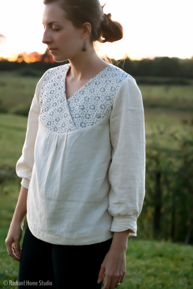 Sashiko Embroidered Zsayla Top | Sewing Pattern Kate & Rose | Radiant Home Studio