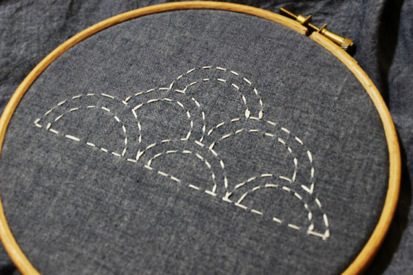 Small Sashiko Embroidery Cloud Pattern | via Craftsy | Radiant Home Studio