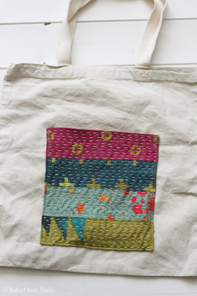 Kantha Stitched Pocket {Tote Bag Upgrade} | Radiant Home Studio