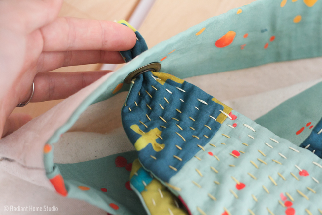 Make a Kantha Stitched Tote Bag - Add Straps with Grommets {Tote Bag Upgrade} | Radiant Home Studio
