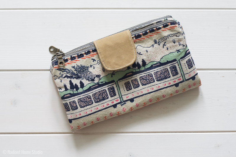 Double Zip Wallet From Handmade Style | Tokyo Train Ride Fabric | Radiant Home Studio