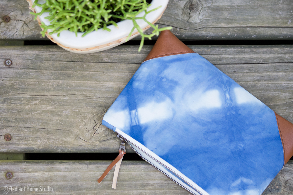 Shibori Indigo Dyed Zipper Pouch | Radiant Home Studio