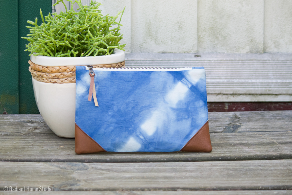 Shibori Indigo Dyed Zipper Pouch | Radiant Home Studio