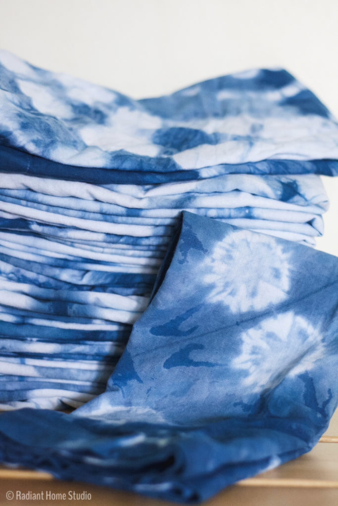 Shibori Indigo Table Napkins, Cotton Cloth Napkins, Hand Dyed