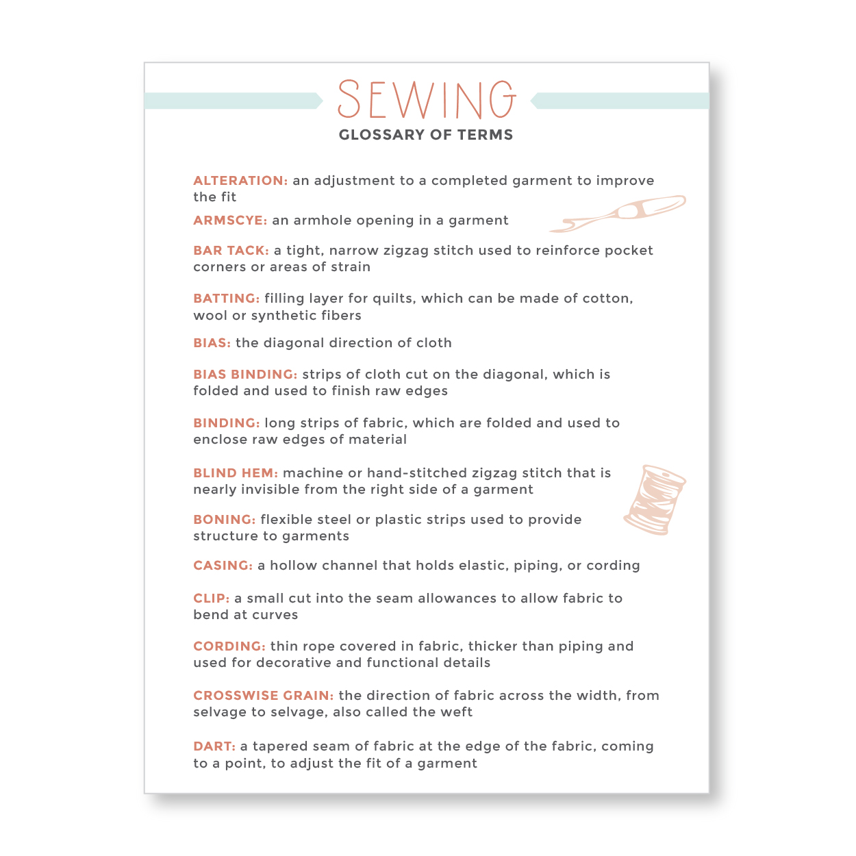 Sewing Glossary of Term | Radiant Home Studio