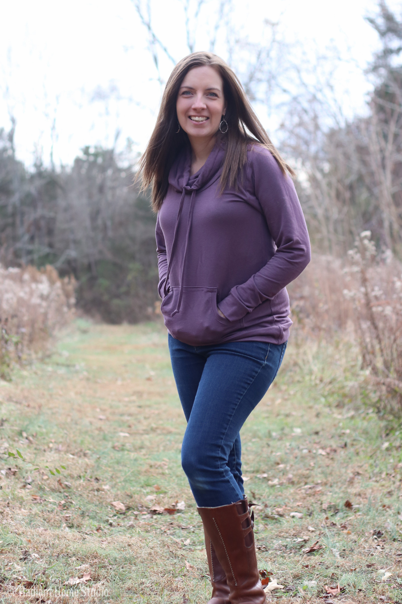 Purple Halifax Hoodie with Funnel Neck | Hey June Sewing Patterns | Radiant Home Studio