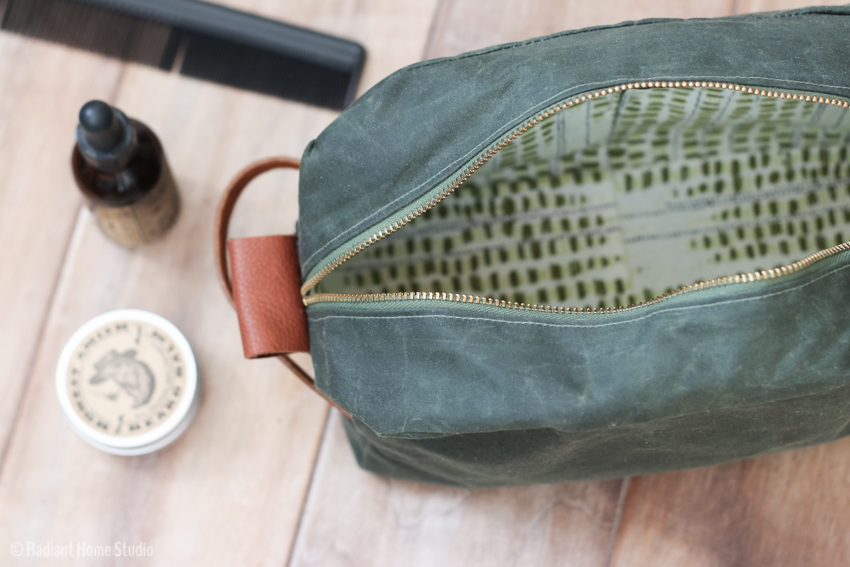 Waxed Canvas & Leather Zipper Bag | Gentlemen's Travel Case by Betz White | Radiant Home Studio