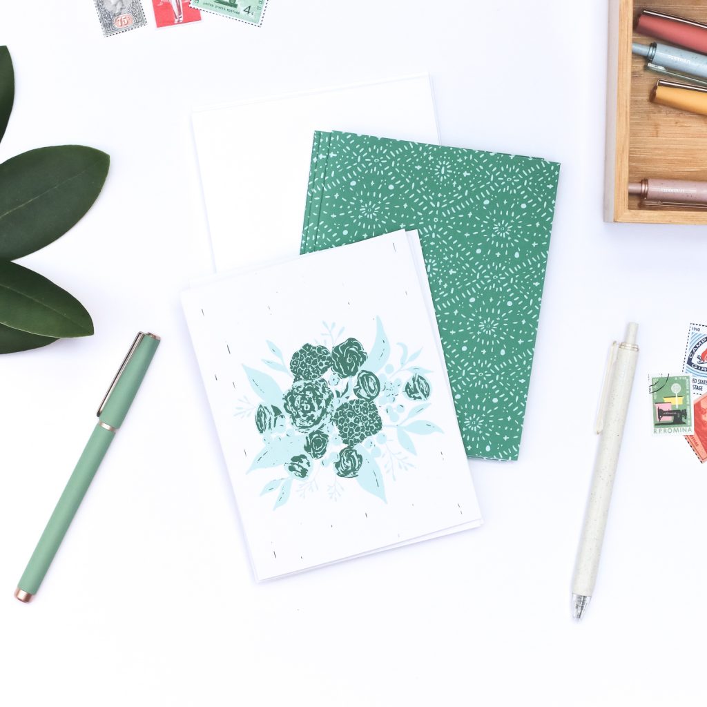 Emerald Boho Bouquet Notecards | Radiant Home Studio