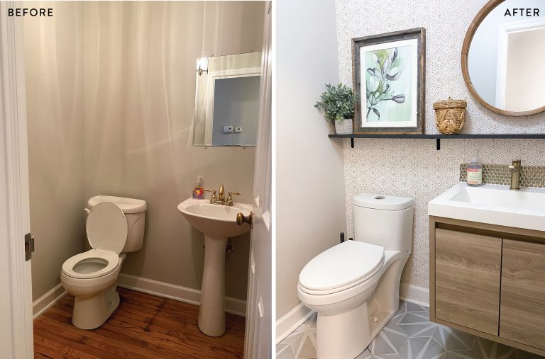 Wallpapered Boho Modern Powder Room Radiant Home Studio