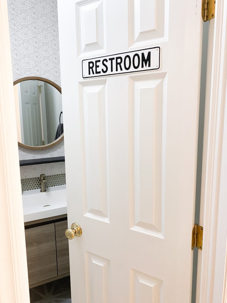 vintage restroom sign for powder room for guests